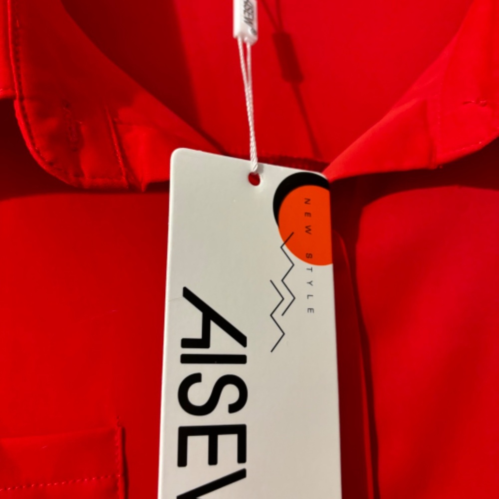 Vibrant Red long sleeve blouse - Picture 3 of 4